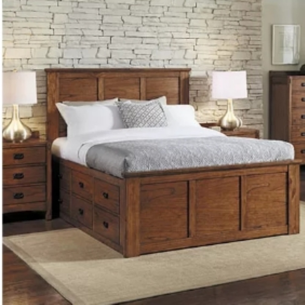 SOLD**Queen Mission Hill Mindi Wood Storage Bed